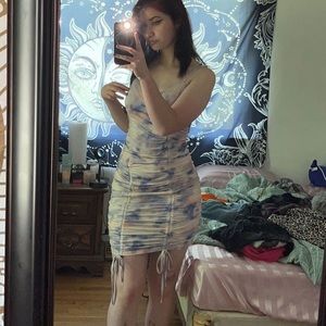 Multicolored ruched mini dress